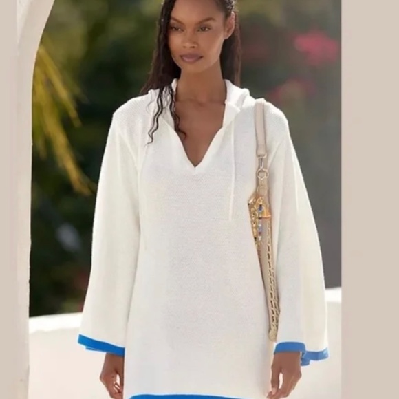 Anthropologie Flat White The Livvy Waffle Knit Sweater Tunic One Sz Cover Up NWT - Picture 1 of 6